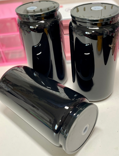 16oz Black on Black Glass Cans