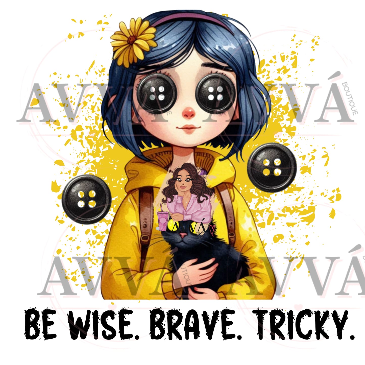 694 - EXCLUSIVE - Be Brave Button Girl - Decal