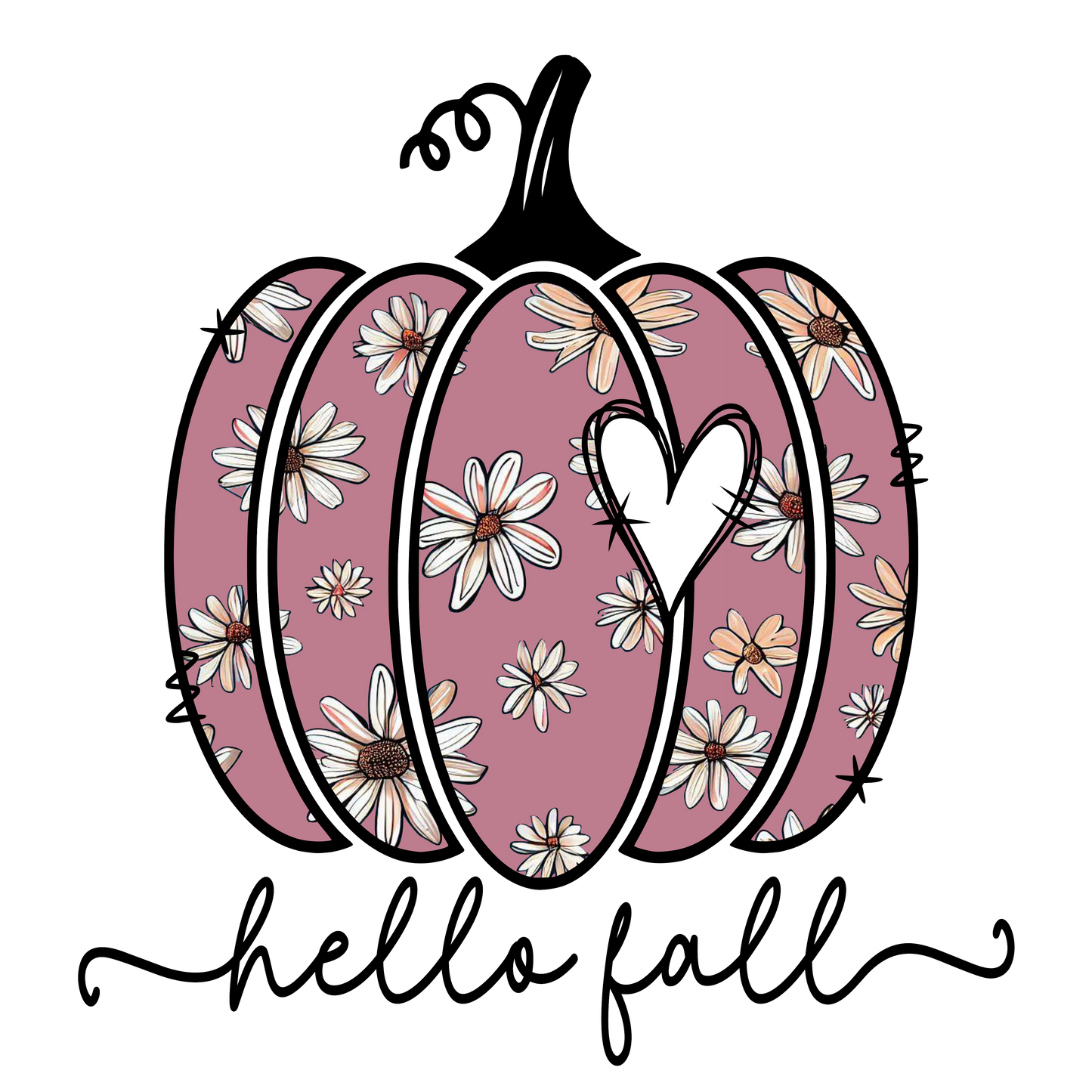 520 - Fall Pumpkins Boho Pink UV DTF Decal