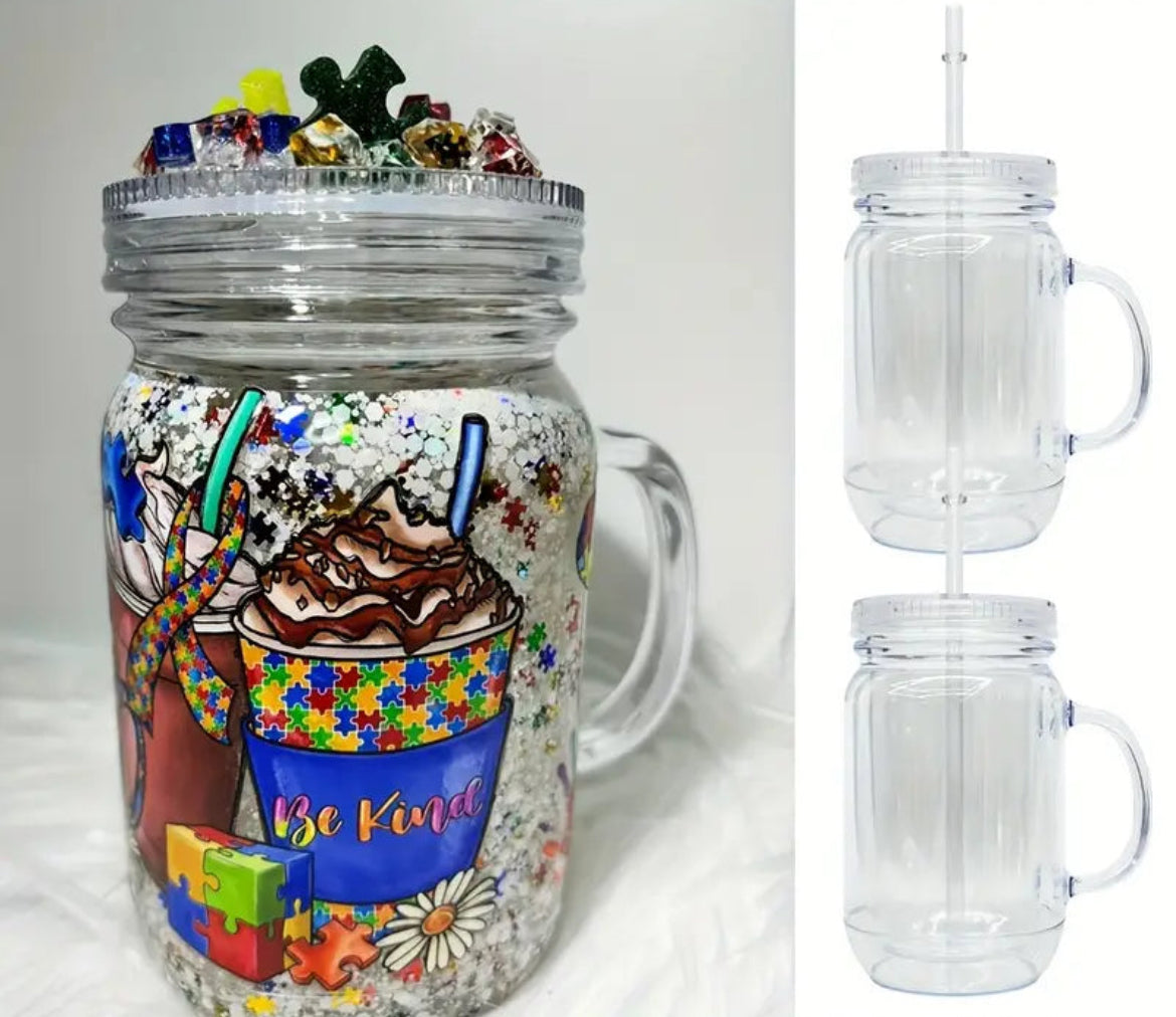 20oz Snow Globe Acrylic Plastic Mug