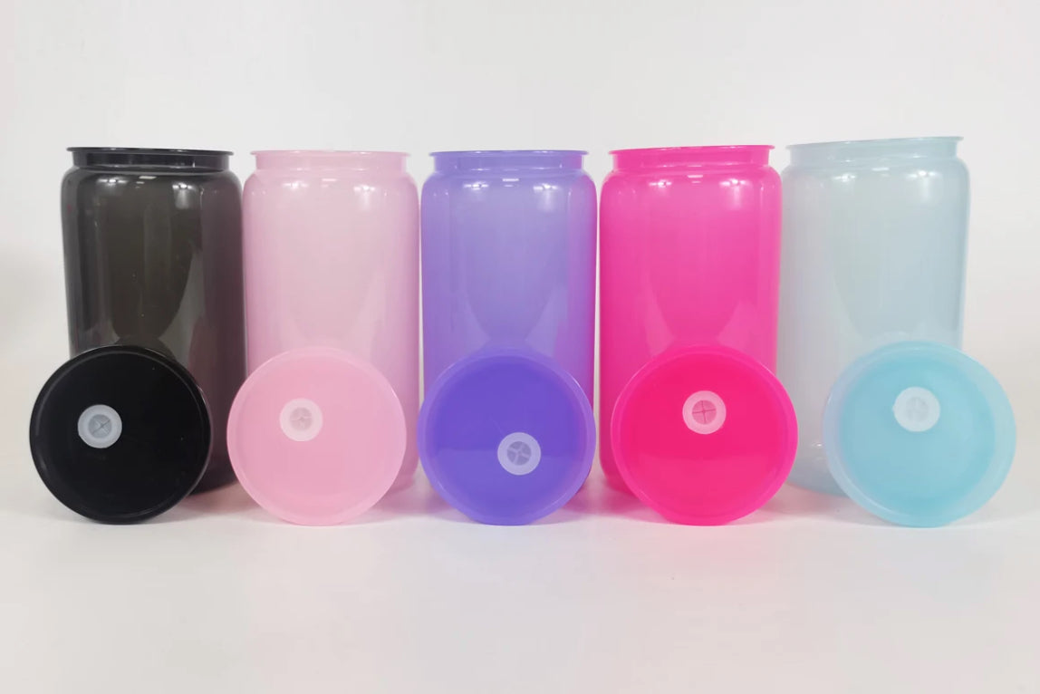 16oz Macaron Plastic Cans