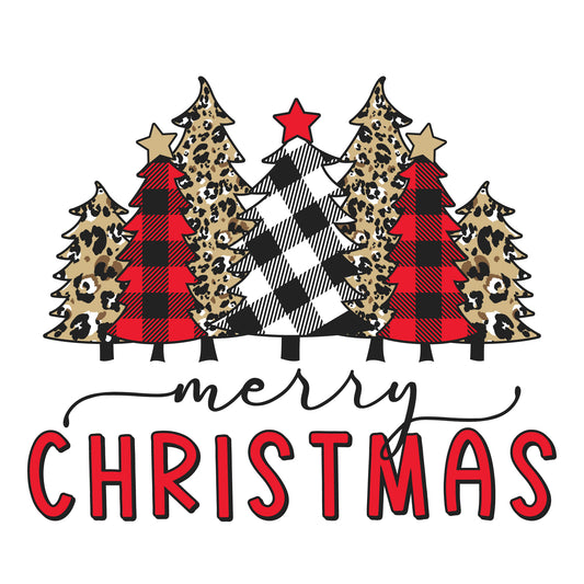 488 - Merry Christmas Cheetah Plaid UV DTF Decal