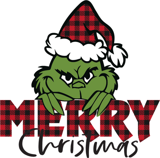 348 - Merry Christmas Plaid Mean Green UV DTF Decal