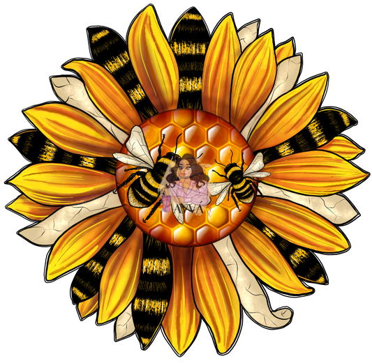 197 - Sunflower Honey Bee Decal UV DTF