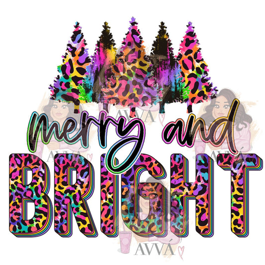 495 - Merry and Bright Rainbow Leopard UV DTF Decal