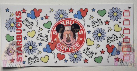 188 - Starbies floral Mr. Mouse UV DTF